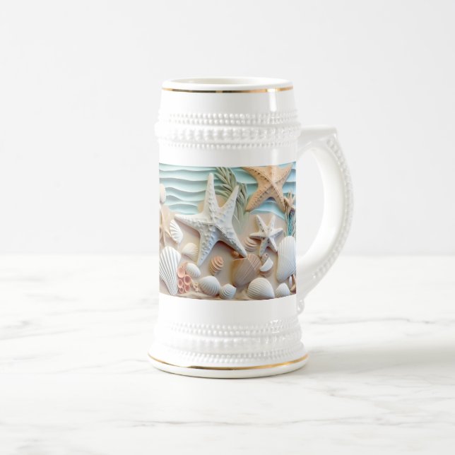 Seashells Beach Mug 3D - Sip Ocean Breeze (Devant droit)