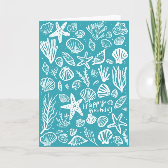Seashells Beach Muscheln Ocean Happy Birthday Karte (Vorderseite)