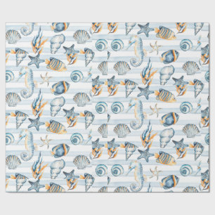 Seashells Beach Ocean Water Pattern Art Geschenkpapier