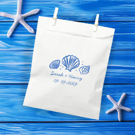 Seashells Beach Wedding Blue White CUSTOM Geschenktütchen