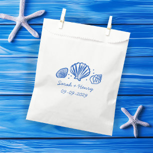 Seashells Beach Wedding Blue White CUSTOM Geschenktütchen