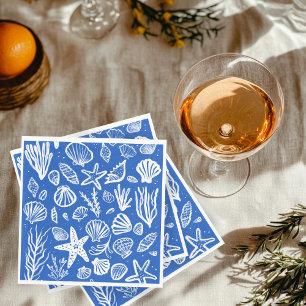 Seashells Beach Wedding Blue White Niedlich Seasid Serviette