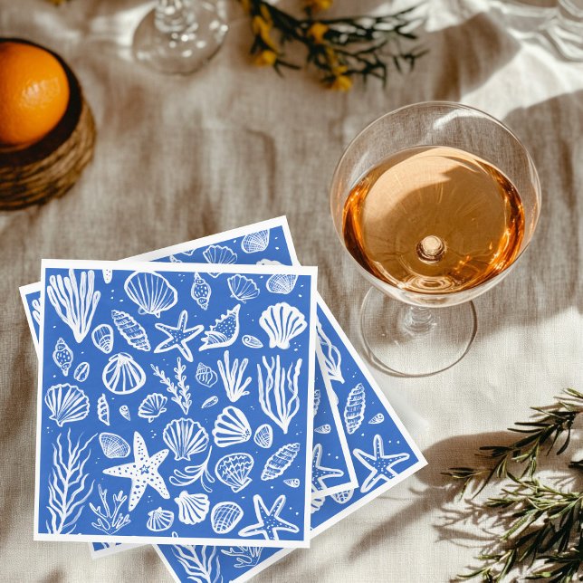 Seashells Beach Wedding Blue White Niedlich Seasid Serviette (Seashells Beach Wedding Blue White Cute Seaside Napkins
)