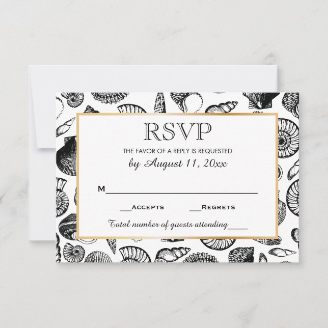 Seashells Beach Wedding Response UAWG RSVP Karte (Vorderseite)