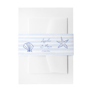 Seashells blaue Grenzhochzeit Einladungsbanderole
