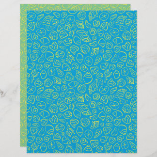 Seashells Blue Scrapbook Paper