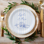 Seashells Blue Wavy Grands Beach Hochzeitsmonograp Pappteller<br><div class="desc">Seashells blaue handrawn wavy Grenze Strand Hochzeit mit Monogramm Papier Teller Vorlage,  Strand Hochzeit personalisierten Papier Teller,  Sketch Strand Hochzeit personalisierten Tisch Dekoration,  Sommer Hochzeit gedruckte Papier Teller,  Muscheln auf dem Strand Hochzeit personalisierte Tisch Dekoration,  handschriftlich Hochzeit personalisierte Dekoration</div>