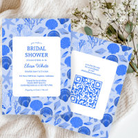 Seashells Brautparty Chic Blue Beach CUSTOM QR