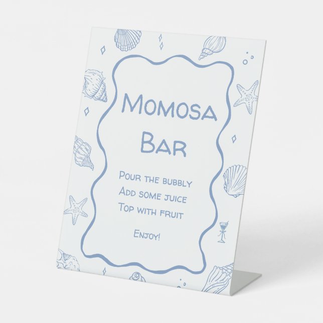 Seashells Coastal Baby Dusche Momosa Bar Sockelschild (Vorderseite)