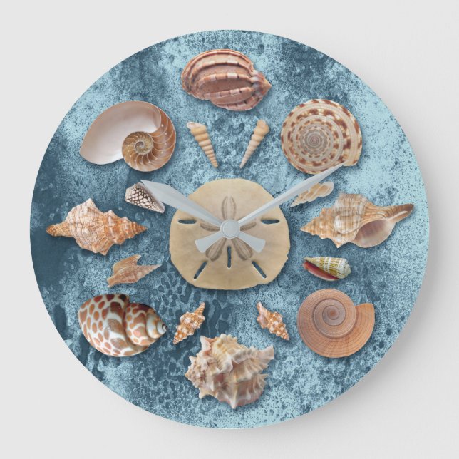 Seashells Collection Mandala Große Wanduhr (Vorderseite)