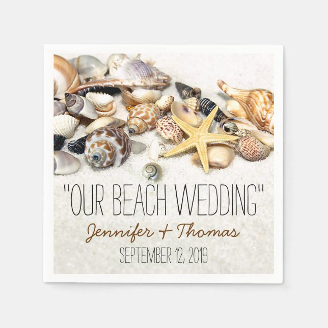 Seashells Custom Wedding Napkins Serviette (Vorderseite)