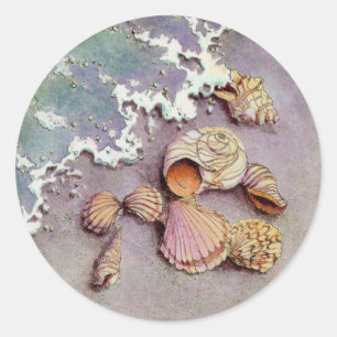 SEASHELLS durch das MEER durch SHARON SHARPE Runder Aufkleber