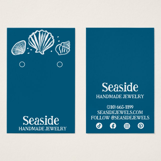 SEASHELLS Écouter collier bijoux carte d'affichage (Devant & derrière)