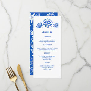 Seashells Frame Beach Wedding CUSTOM Party Menükarte