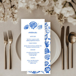 Seashells Frame Beach Wedding CUSTOM Party Menükarte