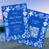 Seashells Frame Beach Wedding CUSTOM QR Code
