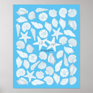 Seashells Gast Book Poster - 50 Spaces