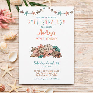 Seashells Girls Beach Geburtstag Einladung