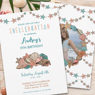 Seashells Girls Beach Geburtstag Einladung