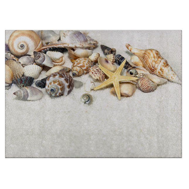 Seashells Glass Cutting Board Schneidebrett (Vorderseite)