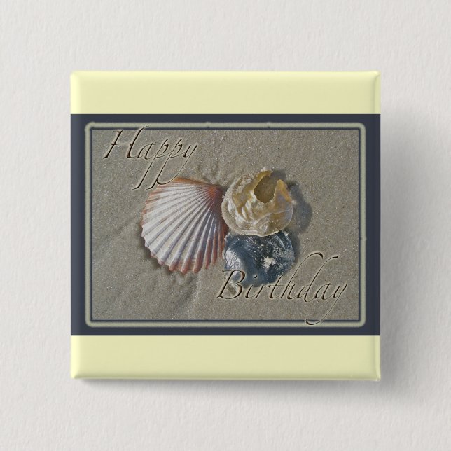 Seashells Happy Birthday Coordinated Items Button (Vorderseite)