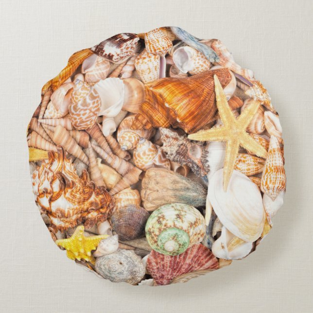 Seashells-Hintergrund Rundes Kissen (Rückseite)