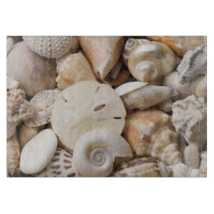 Seashells-Hintergrund-SeeMuschelstarfish-Schablone Schneidebrett