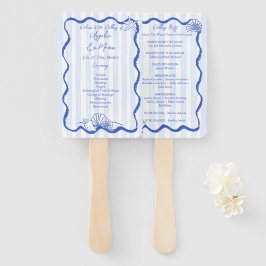 Seashells Hochzeitsprogramm für den blauen Grenzst Fächer