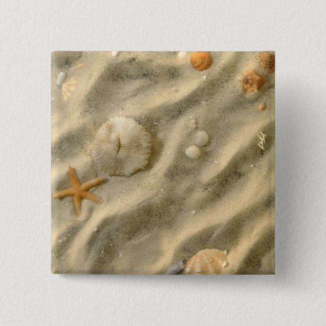 Seashells im Sand Button (Vorderseite)
