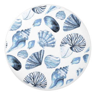 Seashells kopieren im blauen Strand-Haus Keramikknauf