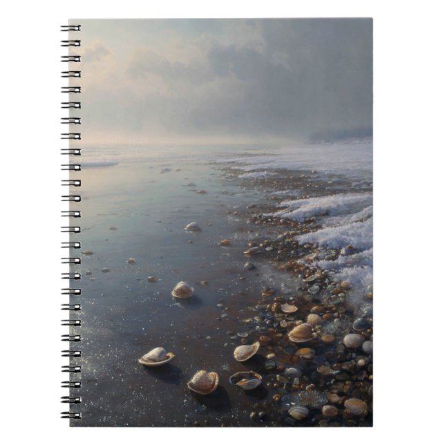 Seashells Misty Ocean Shoreline Notebook Notizblock (Vorderseite)