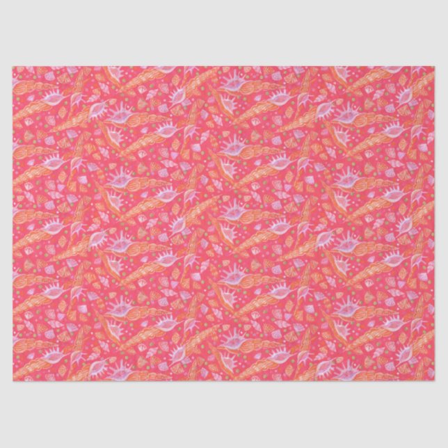 Seashells Muscheln Mollusk Nautic Pattern Red Seidenpapier (Vorderseite)