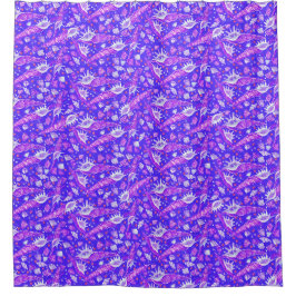 Seashells Muscheln Nautisches Muster Ultramarine Duschvorhang