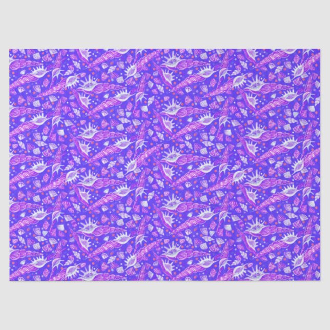 Seashells Muscheln Nautisches Muster Ultramarine Seidenpapier (Vorderseite)