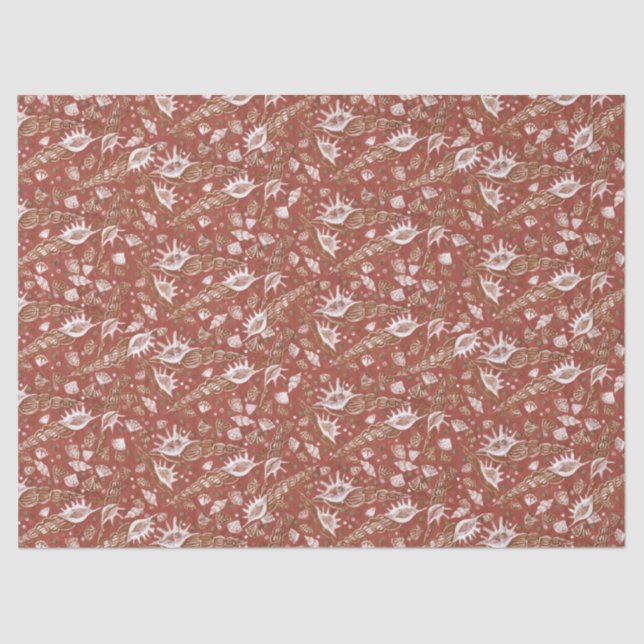 Seashells Muscheln Schönes Muster Terracotta Seidenpapier (Vorderseite)