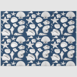 Seashells Nautical Navy Blue Decoupage Seidenpapier