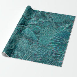 Seashells Ocean Beach Aquamarin Metallic Style Geschenkpapier
