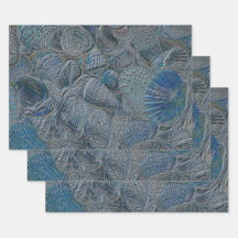 Seashells Ocean Beach Blue Metallic Decoupage