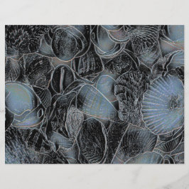 Seashells Ocean Beach Pastell Blue Black Decoupage
