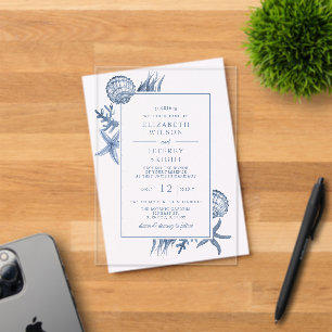Seashells Ocean Beach Wedding Acryleinladungen