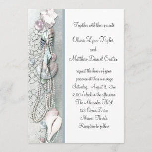 Seashells Pearls Beach invitations de mariage
