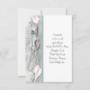 Seashells Pearls Beach Wedding UAWG RSVP Karte