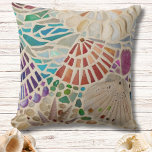 Seashells Pebbles Kissen<br><div class="desc">Fügen Sie dieses dekorative Kissen zu Ihrem Innenhof, Garten oder Strandhaus Dekoration. Es zeichnet sich durch ein originelles Mosaik am Strand aus, das aus Glas, Kies und Muscheln inspiriert ist. Original Mosaic © Michele Davies</div>