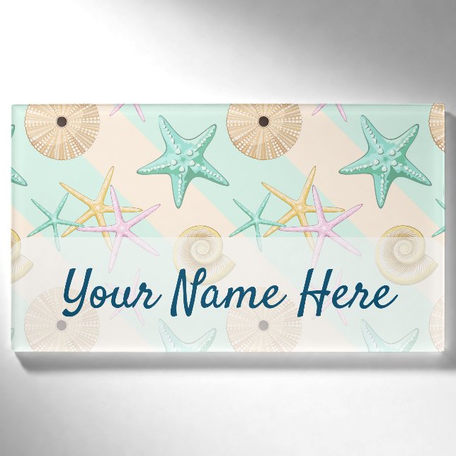 Seashells Retro Pastel Sea Life Namenschild (Vorderseite)