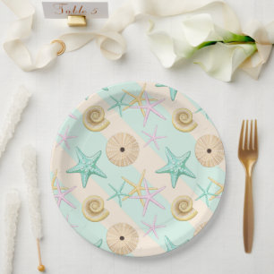 Seashells Retro Pastel Sea Life Pappteller