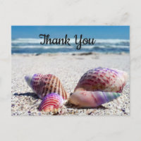 Seashells Sandy Beach Ocean Vielen Dank, Postcard