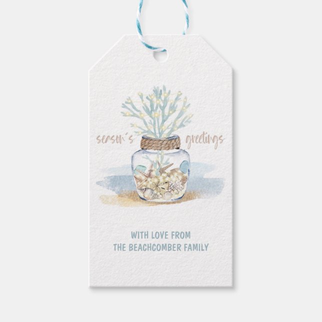 Seashells & Sea Glass | Weihnachten an der Koralle Geschenkanhänger (Vorderseite)