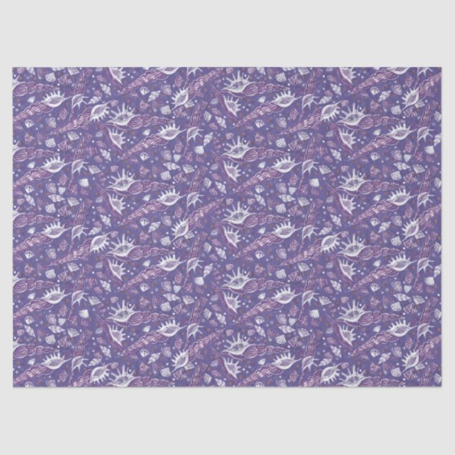 Seashells Sea Muschel Nautic Pattern Violet Lila Seidenpapier (Vorderseite)