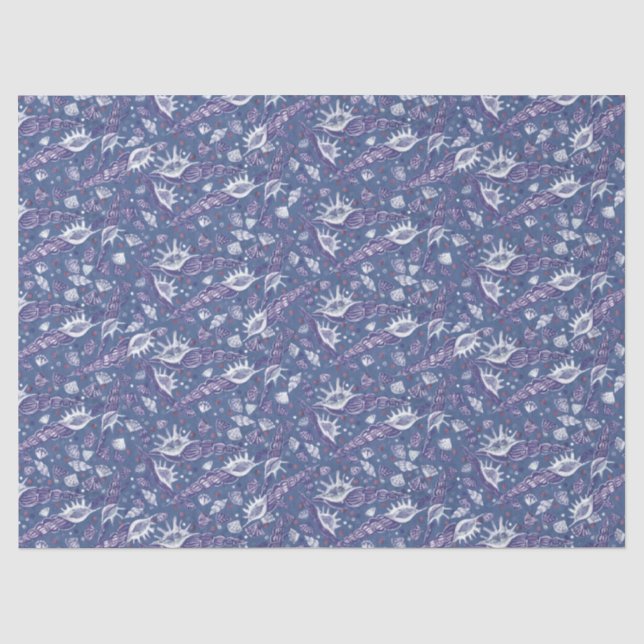 Seashells Sea Muschel Nautic Pattern Violet Lila Seidenpapier (Vorderseite)