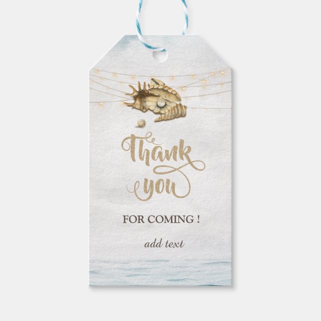 Seashells, Sea, String Lights Script Geschenkanhänger (Vorderseite)